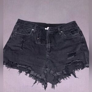 Black Aerie Distressed Jean Shorts